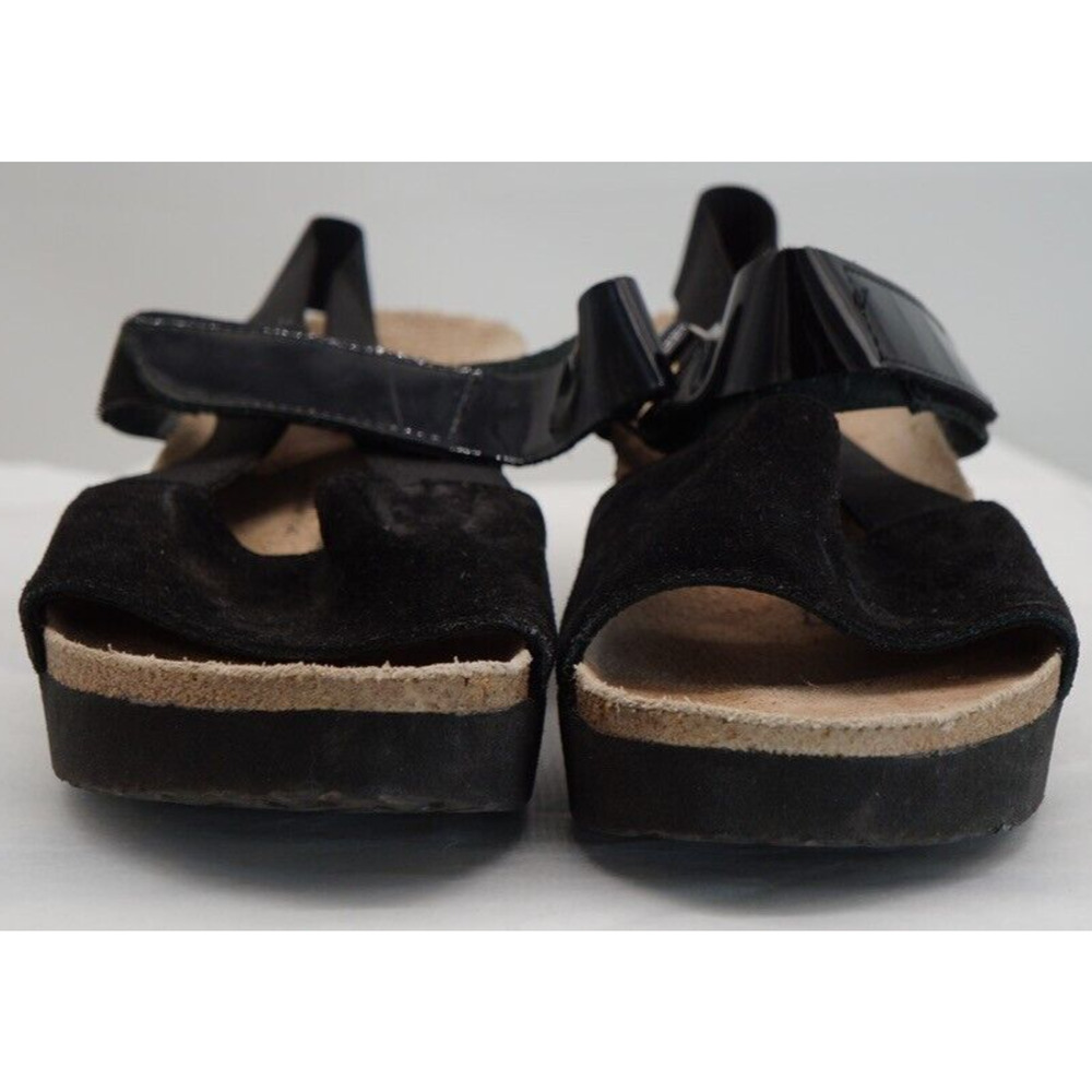 Papillio By Birkenstock Lana Black Leather Wedge Sandals Size 38 US 7 - Picture 4 of 10